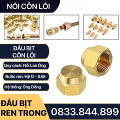 Đầu Bịt Ren Trong Côn Lồi Lã Ống Đồng, Bít Ren Ngoài Lã Ống Đồng NPT Phi 6 8 10 12 16mm (Brass Flare Fitting Cap NPT)