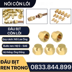 Đầu Bịt Ren Trong Côn Lồi Lã Ống Đồng, Bít Ren Ngoài Lã Ống Đồng NPT Phi 6 8 10 12 16mm (Brass Flare Fitting Cap NPT)