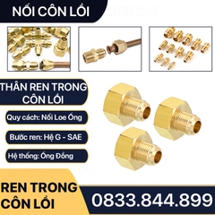 Thân Nối Thẳng Ren Trong Côn Lồi Lắp Lã Ống Đồng NPT Phi 6 8 10 12 16 19mm (Brass Flare Fitting Female Connector NPT)