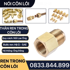 Thân Nối Thẳng Ren Trong Côn Lồi Lắp Lã Ống Đồng NPT Phi 6 8 10 12 16 19mm (Brass Flare Fitting Female Connector NPT)