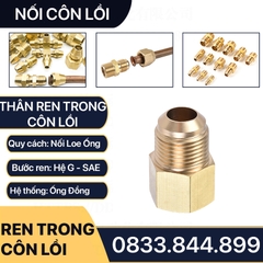 Thân Nối Thẳng Ren Trong Côn Lồi Lắp Lã Ống Đồng NPT Phi 6 8 10 12 16 19mm (Brass Flare Fitting Female Connector NPT)