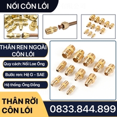 Thân Nối Thẳng Ren Ngoài Côn Lồi Lã Ống Đồng NPT Phi 6 8 10 12 16 19mm (Brass Flare Fitting Male Connector NPT)