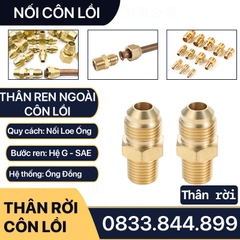 Thân Nối Thẳng Ren Ngoài Côn Lồi Lã Ống Đồng NPT Phi 6 8 10 12 16 19mm (Brass Flare Fitting Male Connector NPT)