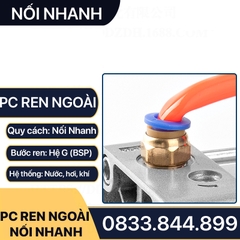 PC Ren Ngoài Nối Nhanh, Đầu Nối Nhanh Ren Ngoài Cắm Ống PU