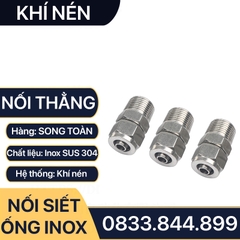 Đầu Nối Thẳng Siết Ống Mềm Inox, Nối Thẳng Ren Ngoài Siết Ống Mềm - Inox SUS 304