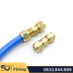 Đầu Thẳng Hai Đầu Ống Mềm, Nối Thẳng Hai Đầu Siết Ống Mềm PU 6 8 10 12 - Đồng Thau