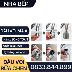 Đầu Vòi Rửa Chén 2 Chế Độ Phun Nước Tăng Áp Xoay 360 Độ - Nhựa Mạ Crome