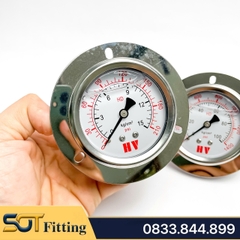 Đồng Hồ Dầu Chân Sau Ren PT 3/8 (17) - Đo Áp Suất Mặt 100mm