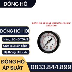 Đồng Hồ Áp Suất Hơi Chân Sau, Đồng Hồ Hơi Đo Áp Suất Chân Sau Mặt 38mm Lắp Lọc Khí Nén AFC