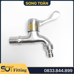 Vòi Hồ Inox 304 Xả Nước Tay Ghép Khóa Gạt 90 Độ - Changu