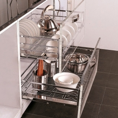 Giá Xoong Nồi Gắn Cánh 3 Mặt SUS 304 Mờ - Thương Hiệu Tủ Bếp Camryn