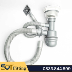 Hộc Đơn Xả Chậu Rửa Chén Bát Có Xả Chống Tràn Kèm Nắp Đậy và Rổ Đựng Rác