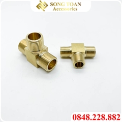 Tê 3 Đầu Ren Ngoài 9.6 13 17 21 Đồng Thau Nguyên Khối Phay Dày - T RN