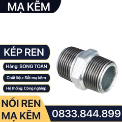 Kép Ren Mạ Kẽm, Hai Đầu Ren Ngoài Sắt Mạ Kẽm