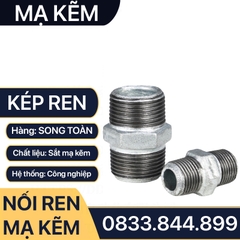 Kép Ren Mạ Kẽm, Hai Đầu Ren Ngoài Sắt Mạ Kẽm