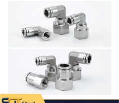 Khớp Nối L Ren Trong Đồng Mạ Niken Góc Cạnh PLF/HCRLF - Đầu Nối Nhanh Khí Nén, Chống Rò Rỉ, Chịu Áp Lực Cao
