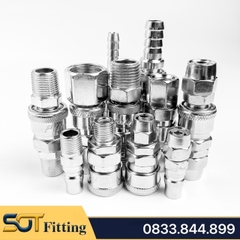 Khớp Nối Nhanh SP PP Khí Nén Siết Ống, Ổ Bi Thép Mạ Niken Cắm Siết Ống 8 10 12