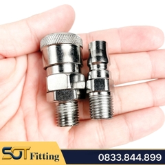Khớp Nối Nhanh SM PM Khí Nén Ren Ngoài, Ổ Bi Thép Mạ Niken Ren Ngoài 13 17 21
