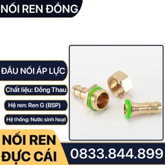 Bộ Nối Ống Đực Cái Đuôi Chuột ID Lòng Trong Dây Áp Lực Cao 6.5 7.5 8.5 - Đồng Thau