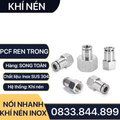 IPCF Ren Trong Nối Nhanh Inox 304, Đầu Nối Nhanh Ren Trong Cắm Ống PU Inox 304