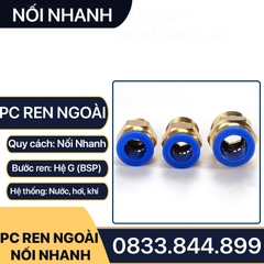 PC Ren Ngoài Nối Nhanh, Đầu Nối Nhanh Ren Ngoài Cắm Ống PU