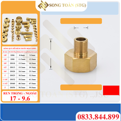 Lơ Thu, Nối Giảm Ren Thau, Ren Trong Ren Ngoài - Bằng đồng