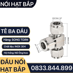 Nối Tê Hạt Bắp Inox, Bộ Tê Ba Đầu Hạt Bắp Côn Lõm Hạt Bắp Inox NPT Nối Ống