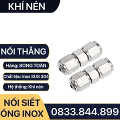 Đầu Thẳng Hai Đầu Ống Mềm Inox, Nối Thẳng Hai Đầu Siết Ống Mềm - Inox 304