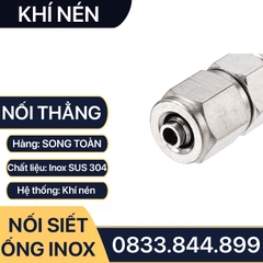 Đầu Thẳng Hai Đầu Ống Mềm Inox, Nối Thẳng Hai Đầu Siết Ống Mềm - Inox 304