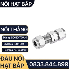 Nối Thẳng Hạt Bắp Inox, Bộ Hai Đầu Hạt Bắp Nối Vách Ngăn Côn Lõm Hạt Bắp Inox 304