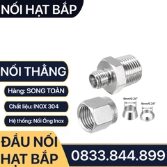 Nối Ren Ngoài Hạt Bắp Inox 304, Đầu Nối Ren Ngoài Côn Lõm Hạt Bắp Inox 304