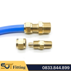 Nối Thẳng Ren Ngoài Siết Tán Cho Ống Mềm PU 6 8 10 12 - Đồng Thau