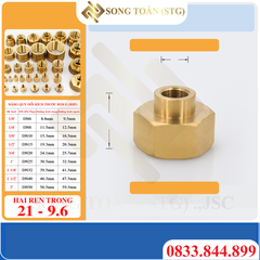 Măng Sông Thu, Khớp Nối Hai Đầu Ren Trong - Bằng đồng