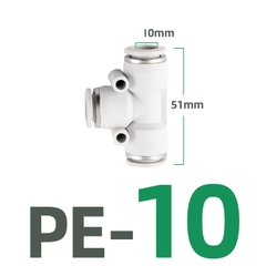 Tê PE Nối Nhanh, Nối Nhanh Cắm Ống Ba Ngã STNC Ống 4 6 8 10 12 16 - Màu Trắng (Chính Hãng)