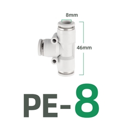 Tê PE Nối Nhanh, Nối Nhanh Cắm Ống Ba Ngã STNC Ống 4 6 8 10 12 16 - Màu Trắng (Chính Hãng)