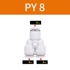 Y Nối Nhanh, Nối Nhanh Cắm Ống Ba Ngã PY STNC Ống 4 6 8 10 12 16 - Màu Trắng (Chính Hãng)
