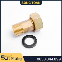 Rắc Co Ren Trong 27 (DN20) Ren Ngoài 21 (DN15) Thân Lục Giác - Đồng Thau