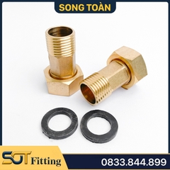 Rắc Co Ren Trong 27 (DN20) Ren Ngoài 21 (DN15) Thân Lục Giác - Đồng Thau