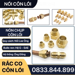 Nón Chụp Ống Đồng, Rắc Co Lã Ống Đồng NPT Phi 6 8 10 12 16 19mm (Brass Flare Fitting Nut NPT)