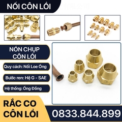 Nón Chụp Ống Đồng, Rắc Co Lã Ống Đồng NPT Phi 6 8 10 12 16 19mm (Brass Flare Fitting Nut NPT)