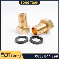 Rắc Co Thân Tròn Ren Trong 27 (DN20) Ren Ngoài 21 (DN15) - Đồng Thau