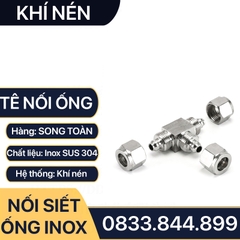 Đầu Nối Tê Ba Đầu Ống Mềm Inox, Nối Tê Ba Đầu Siết Ống Mềm - Inox 304