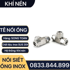 Đầu Nối Tê Ba Đầu Ống Mềm Inox, Nối Tê Ba Đầu Siết Ống Mềm - Inox 304