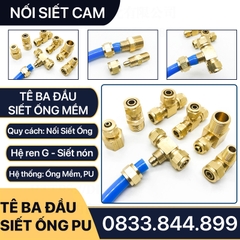 Đầu Nối Tê Ba Đầu Ống Mềm, Nối Tê Ba Đầu Siết Ống Mềm - Đồng Thau