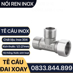 Tê Cầu Đai Ốc Inox 21, Tê Chia Nước Inox 304