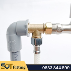 Tê Cầu / T Chia 3 Nguồn Nước Có Đai Ốc Ren 21 - Chất Liệu Đồng Thau
