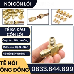 Bộ Nối Tê Ba Đầu Côn Lồi Lắp Lã Ống Đồng NPT Phi 6 8 10 12 16mm (Brass Flare Fitting Elbow Connector NPT)