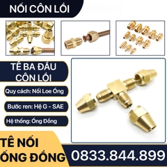 Bộ Nối Tê Ba Đầu Côn Lồi Lắp Lã Ống Đồng NPT Phi 6 8 10 12 16mm (Brass Flare Fitting Elbow Connector NPT)