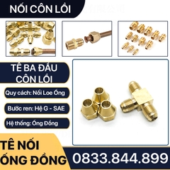 Bộ Nối Tê Ba Đầu Côn Lồi Lắp Lã Ống Đồng NPT Phi 6 8 10 12 16mm (Brass Flare Fitting Elbow Connector NPT)