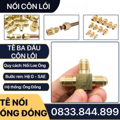 Bộ Nối Tê Ba Đầu Côn Lồi Lắp Lã Ống Đồng NPT Phi 6 8 10 12 16mm (Brass Flare Fitting Elbow Connector NPT)